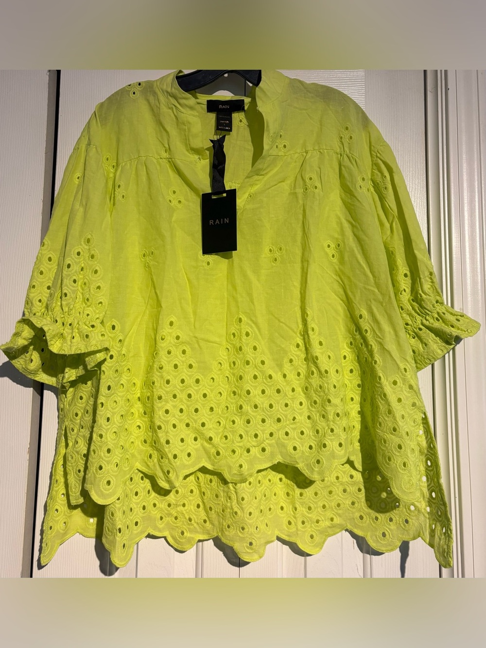 Rains Neon Lime Eyelet Tunic Top